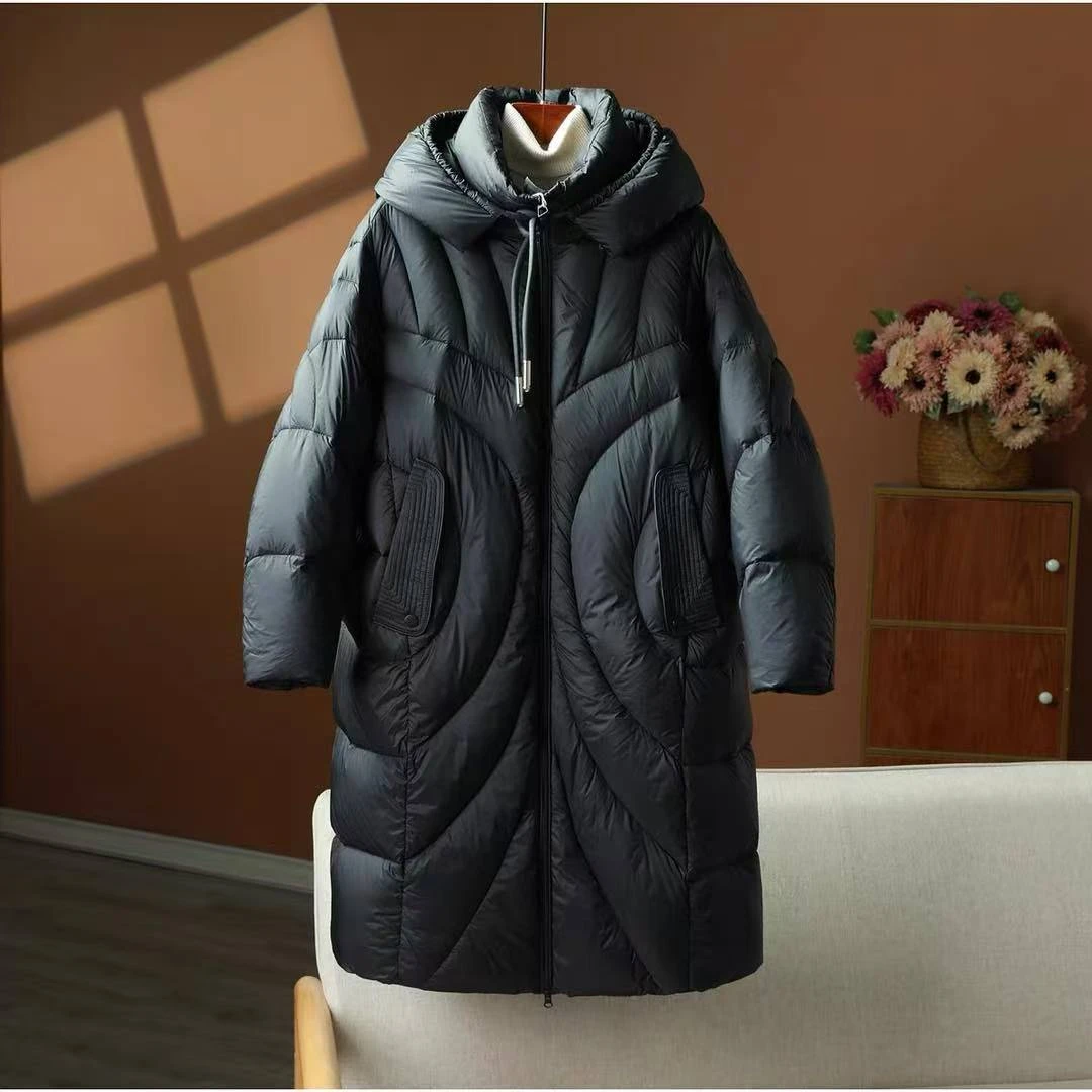 长款连帽羽绒外套ZBW32591衣长100
