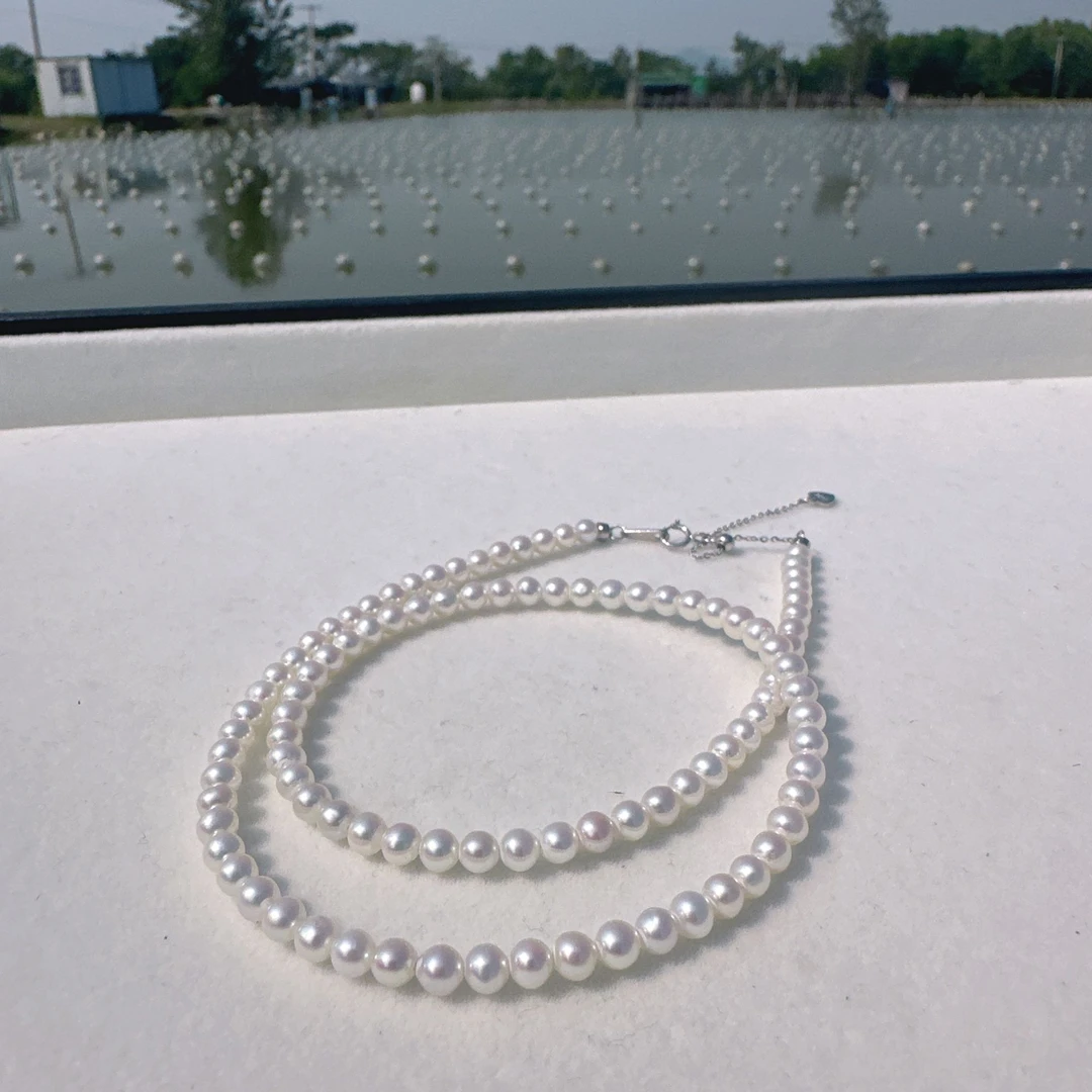 天然淡水珍珠珍珠项链3-4mm左右 baby珠极光时尚气质