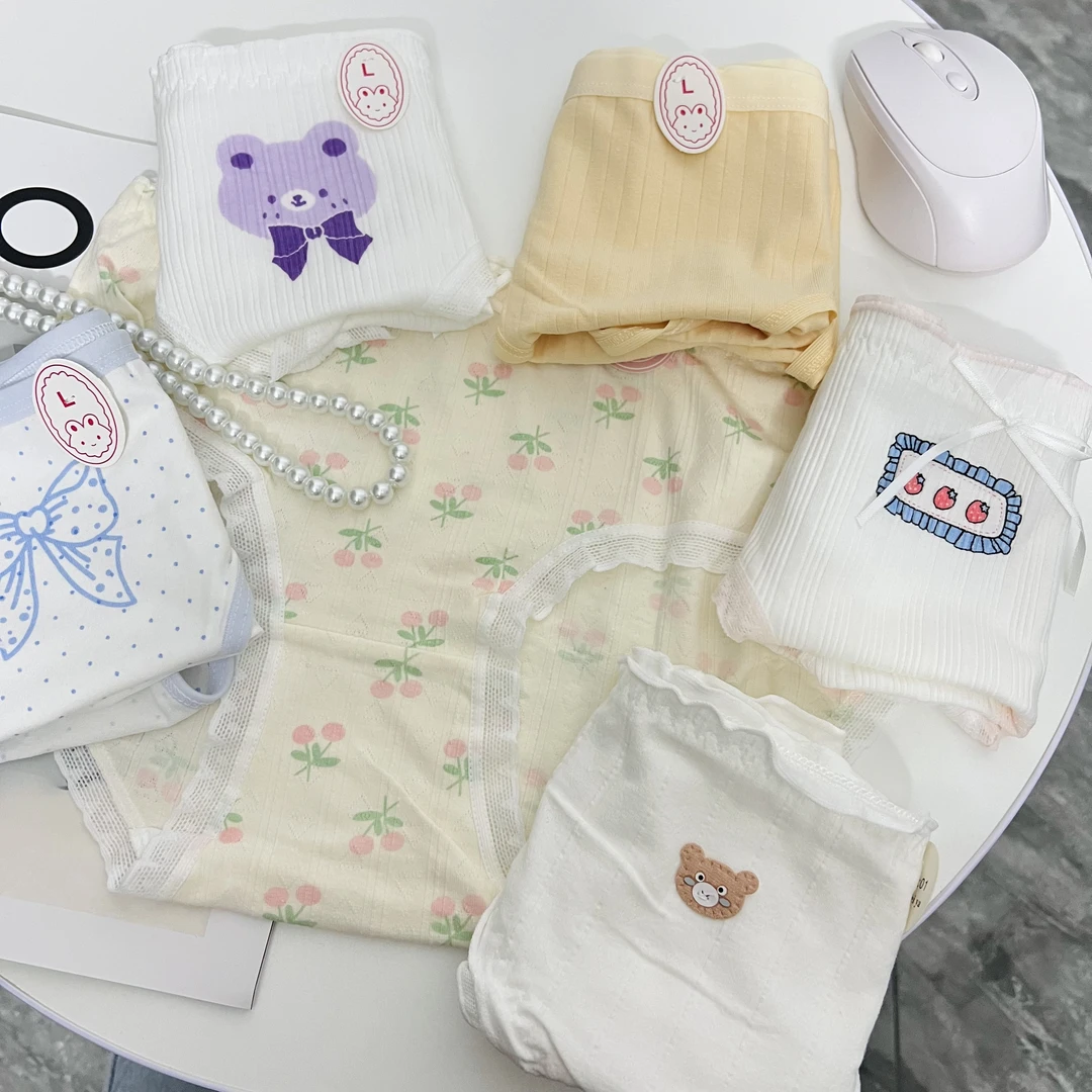 纯棉内裤小清新印花卡通可爱甜美简约透气舒适三角内裤