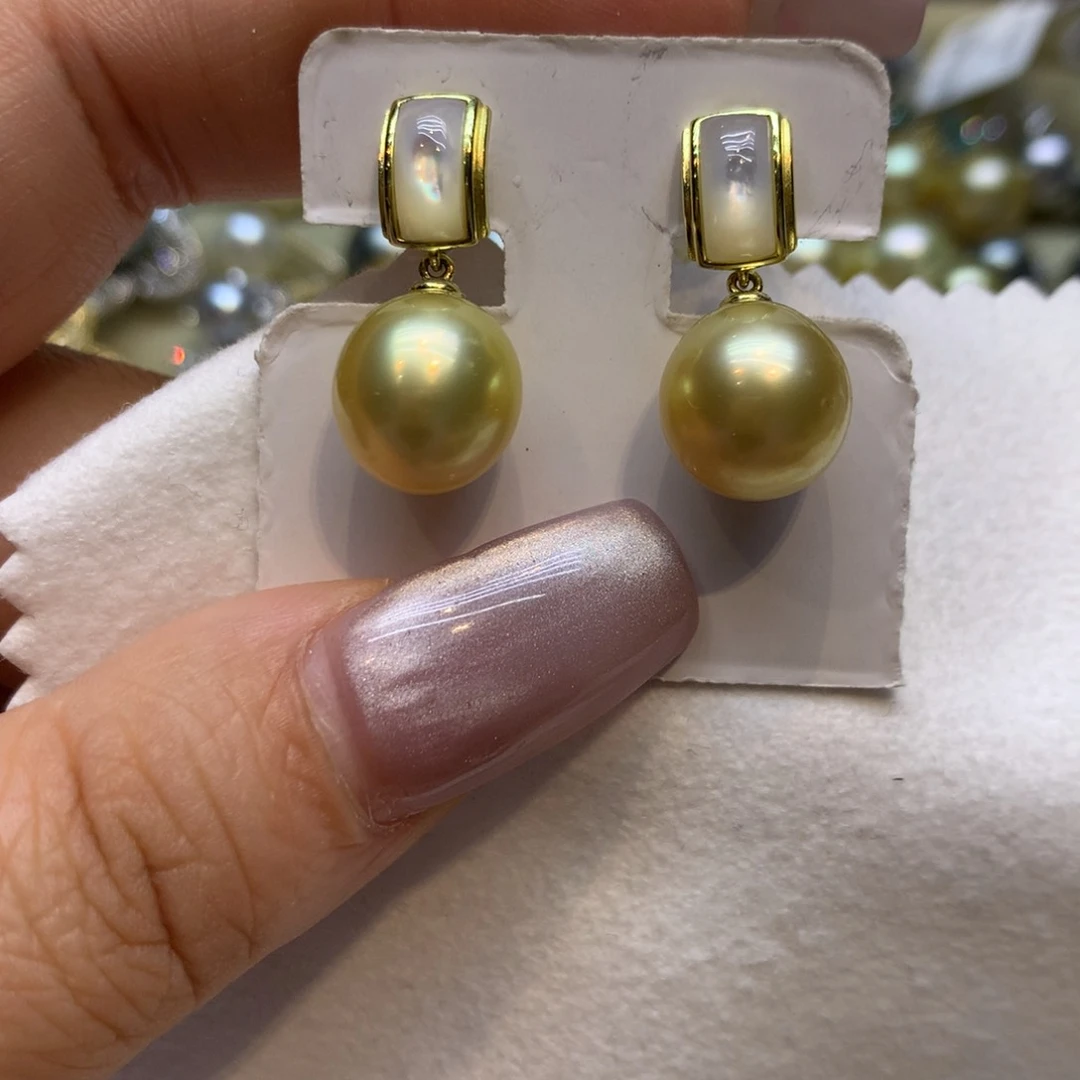 银S925镶嵌耳饰海水珍珠