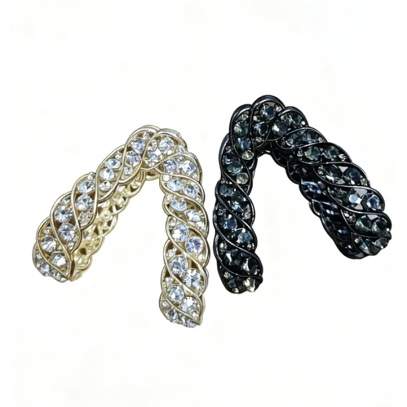 诗泊雅 高马尾固定神器半扎丸子头发夹发卡女水钻v型小抓夹马尾夹