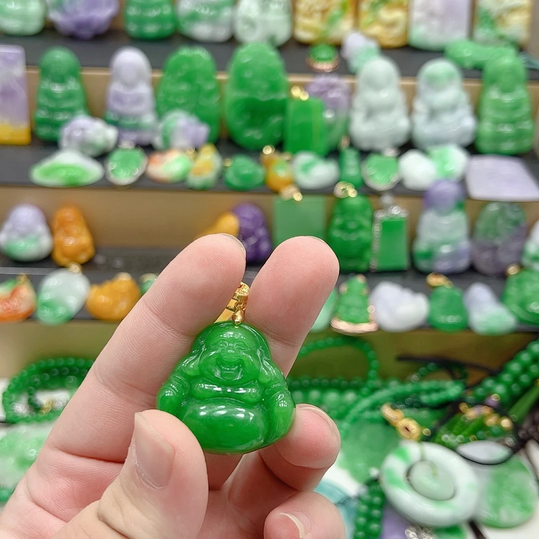 视***头吊坠(赠链)银S925镶嵌翡翠