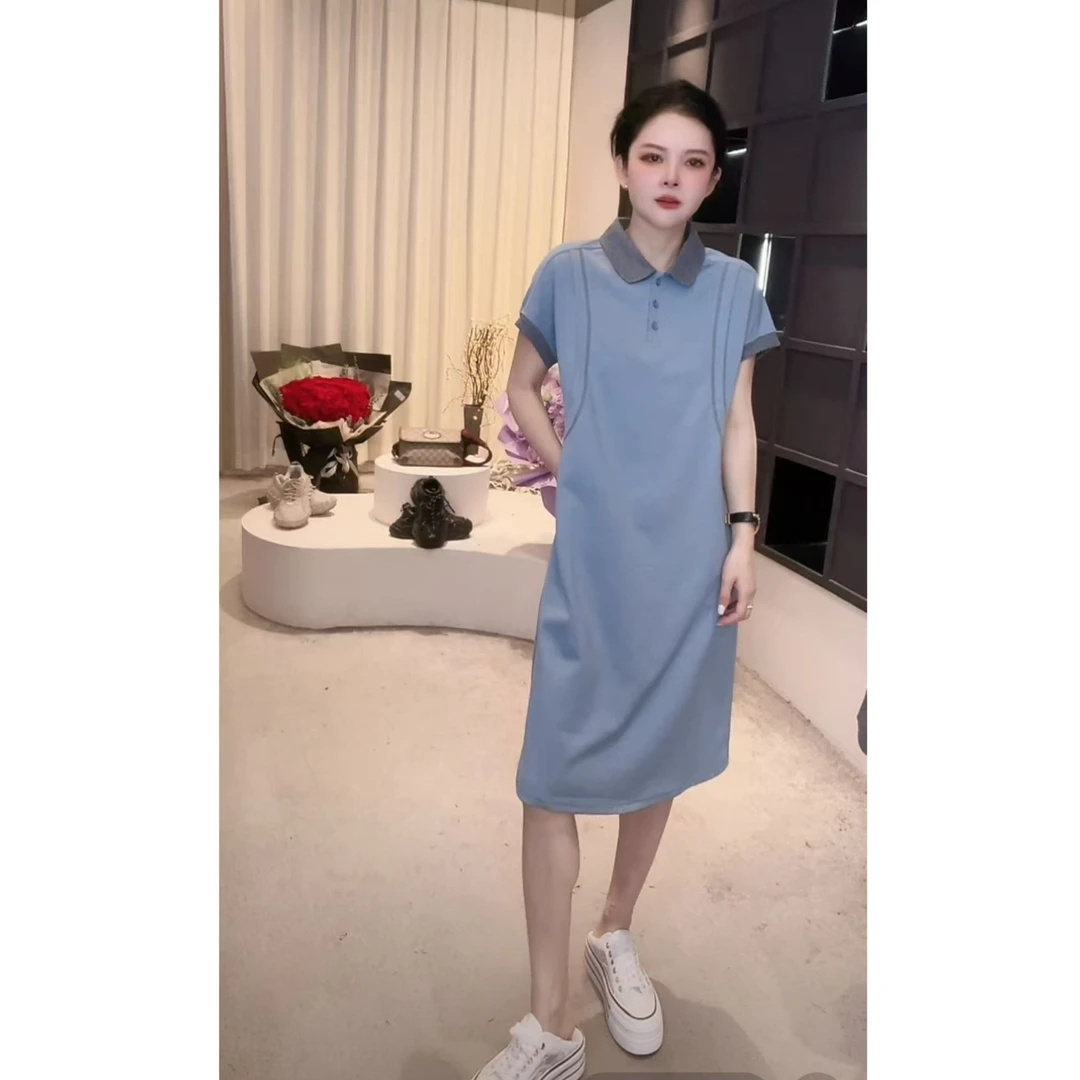 《姚家优麦汇》Y5858夏款POLO领设计感时尚连衣裙设计感显瘦百搭