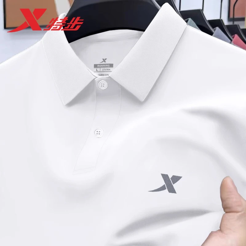 特步短袖T恤男翻领POLO衫夏季薄款衣服透气休闲男士速干衣运动服