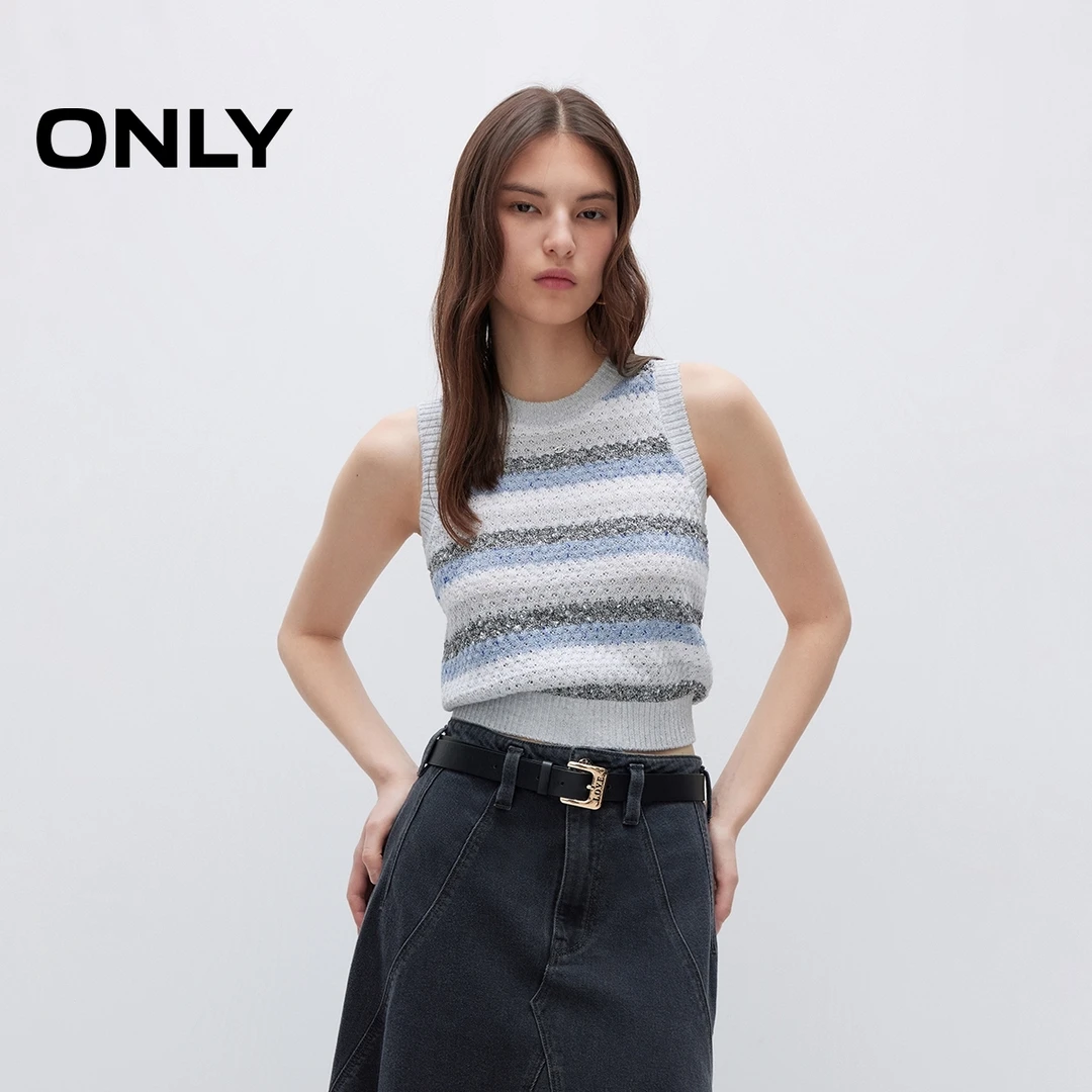 ONLY夏季舒适弹力条纹背心针织衫女纯欲慵懒风设计感|12523H014