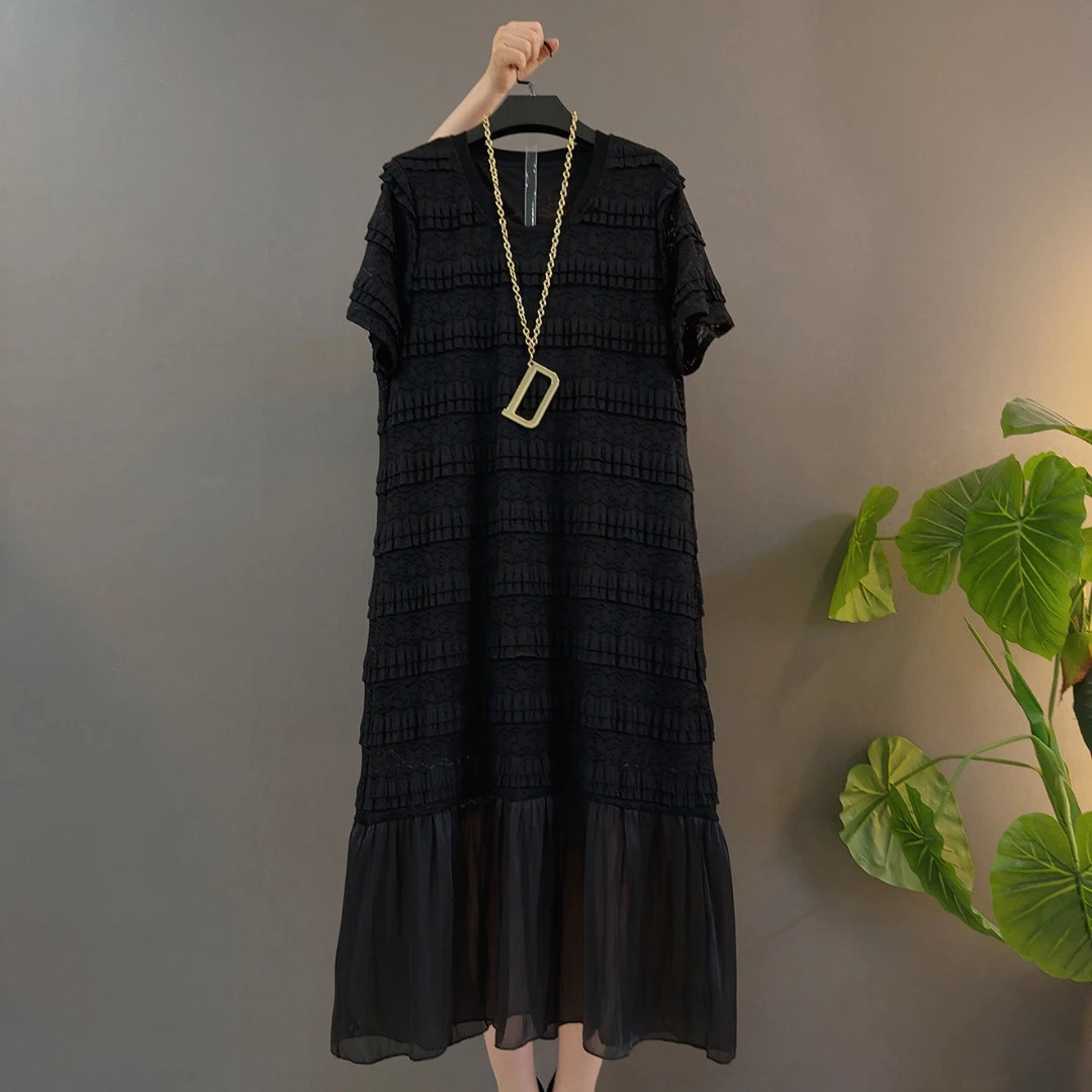 时尚法式轻奢蕾丝连衣裙优雅小众修身显瘦泡泡袖名媛长裙