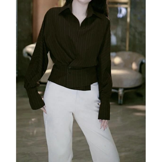 SEJI/瑟纪1.12【出街穿搭】时尚气质百搭条纹衬衫