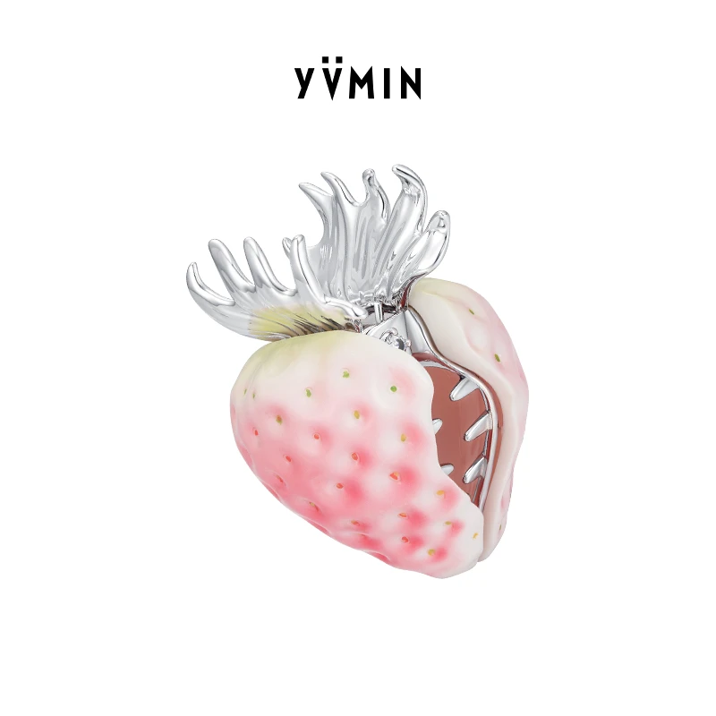 YVMIN/尤目夏季 手绘草莓抓夹发夹一字夹原创设计