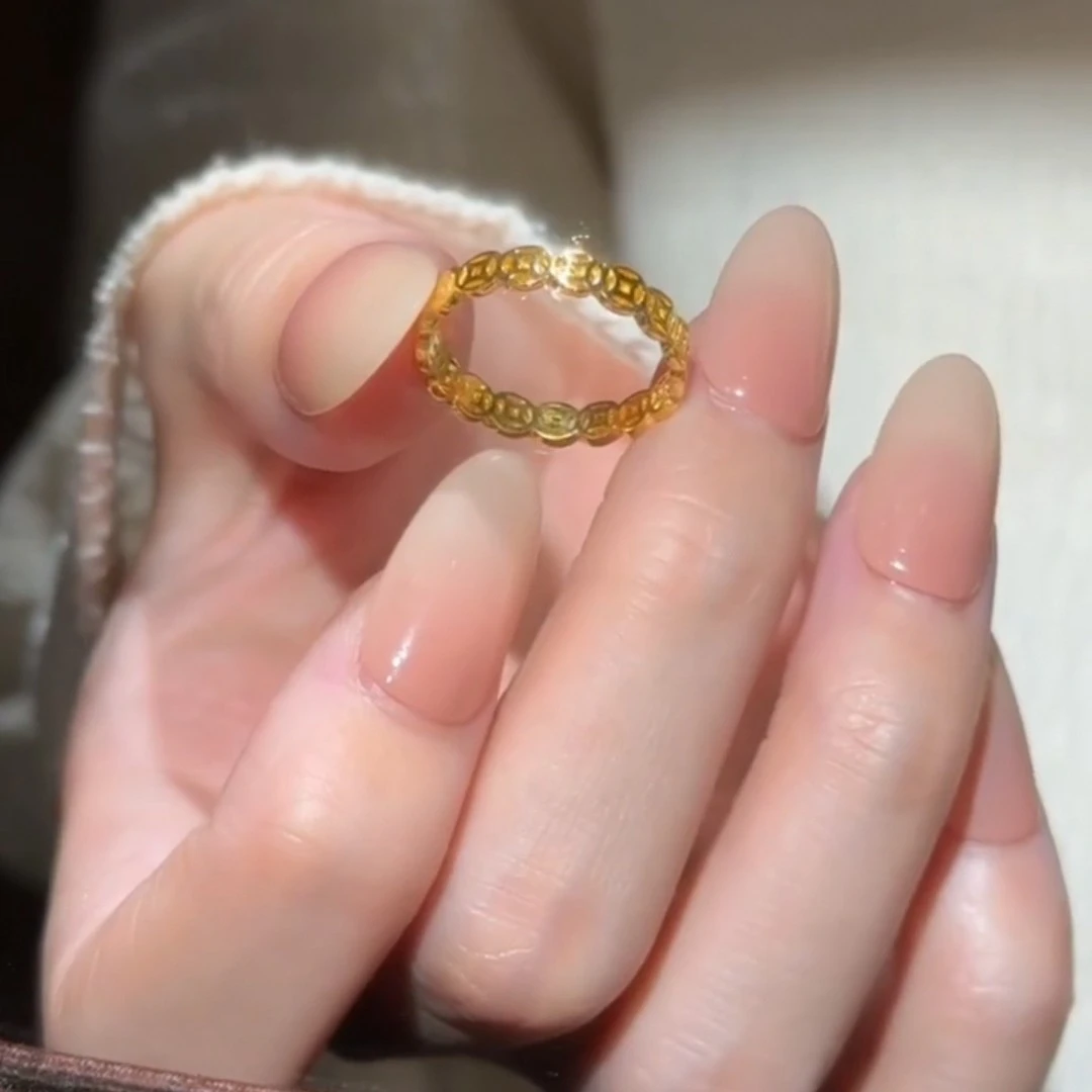 钛钢戒指 不掉色高级感时尚女男士素圈金色戒指小众情侣对戒饰品