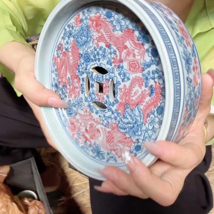 摆件景德镇高温陶瓷龙凤纹