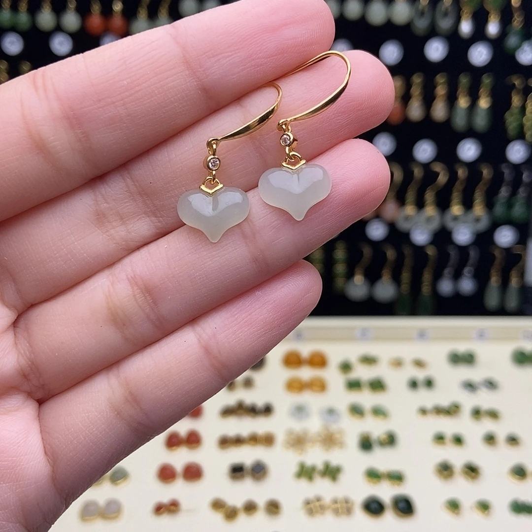 南红玛瑙银S925镀金镶嵌耳饰