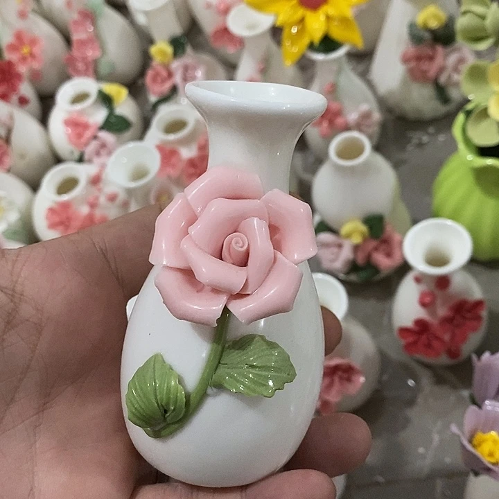 瓷片纯手工陶瓷花摆件瑕