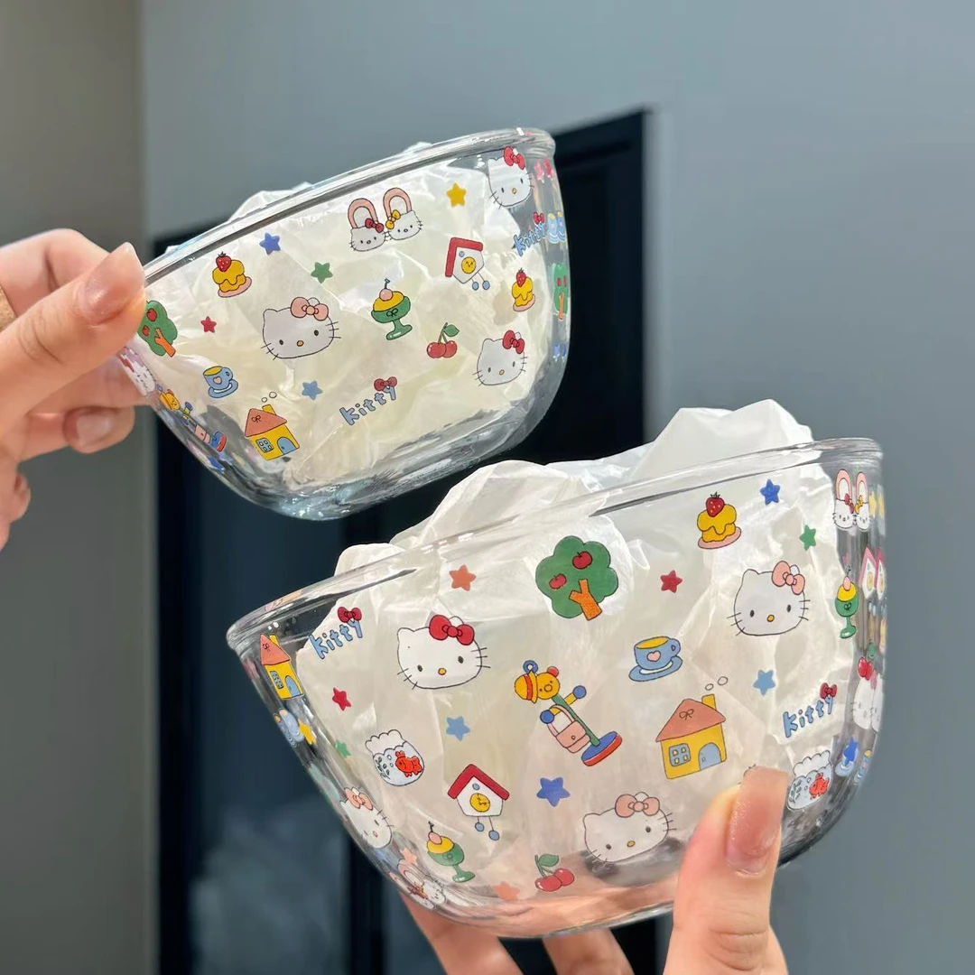 【圆和圈】出口尾单 乐园小猫透明玻璃碗 高硼硅玻璃6.5 寸+5寸碗