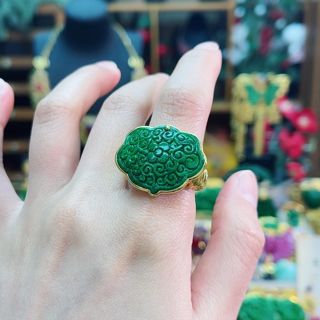 银S925镶嵌戒指翡翠48小时鉴赏期1