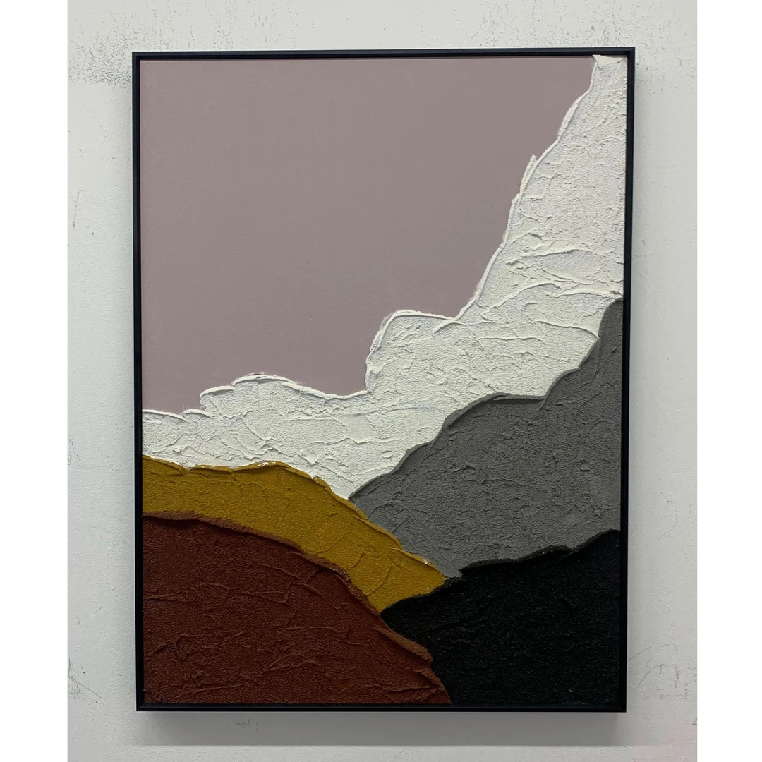 《 五重山》纯手绘立体油画餐厅装饰画床头电表箱简约大气沙发背景
