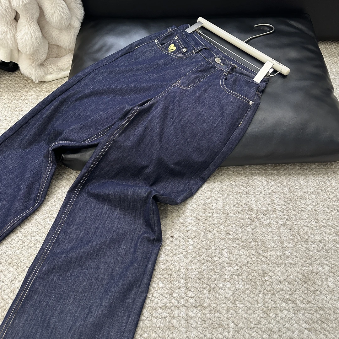 2536黄爱心夏季薄款牛仔裤