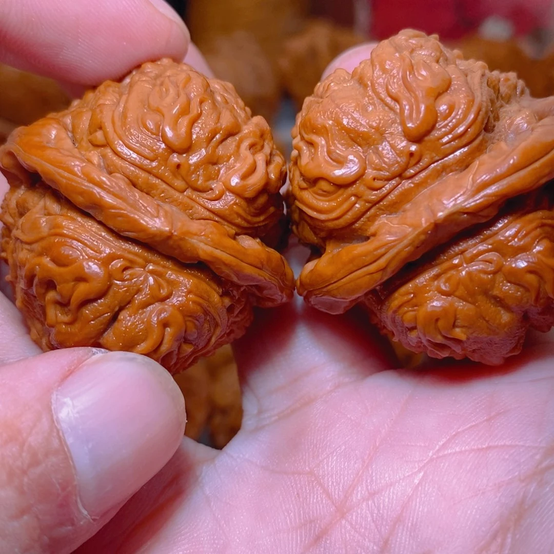 大***鼓把件文玩核桃纯手工雕刻龙蟾