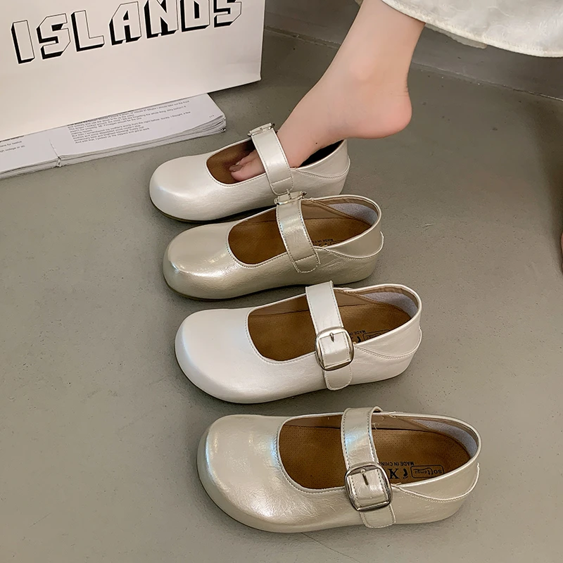 法式内增高玛丽珍鞋女鞋2025春夏新款百搭仙女风ins皮面勃肯单鞋
