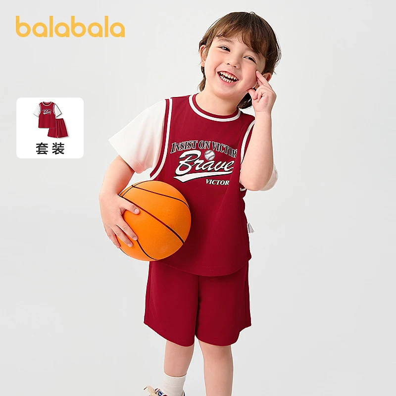 巴拉巴拉儿童短袖套装2025新款童装夏季男童中幼童两件套时尚运动