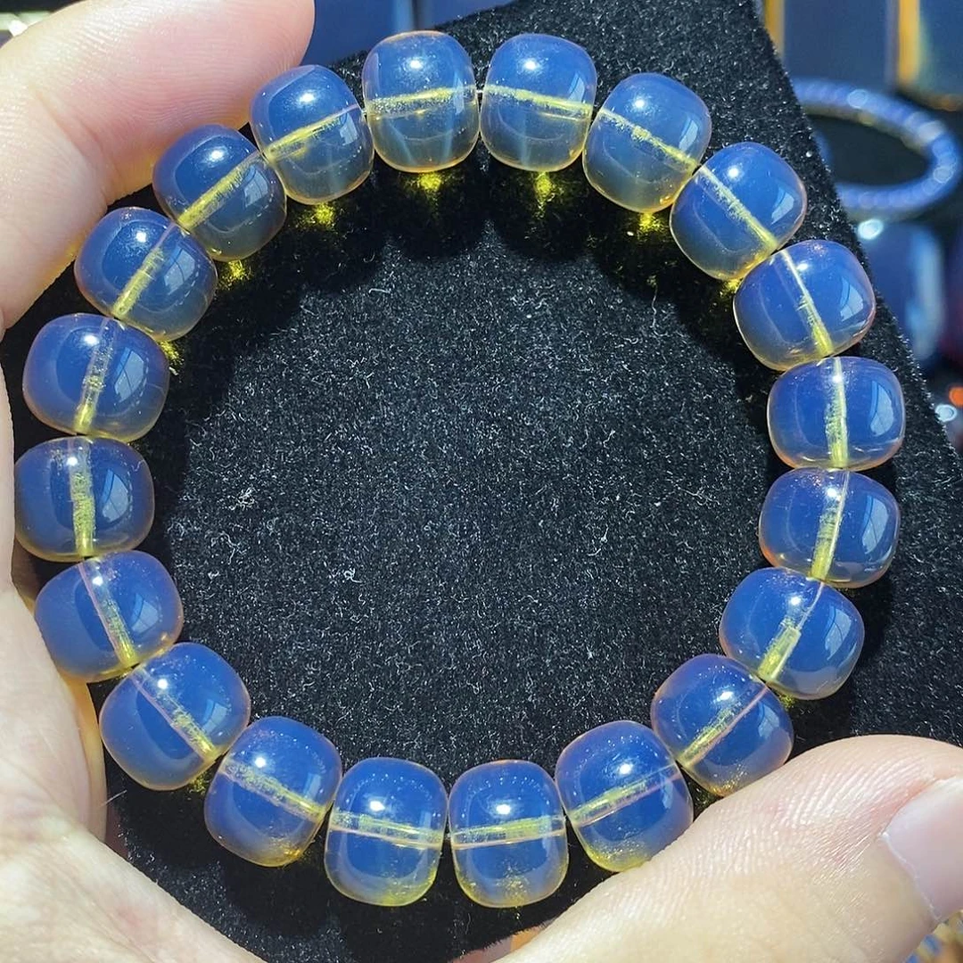 蓝珀未镶嵌珠宝奇石11MM墨西哥蓝珀老型手串