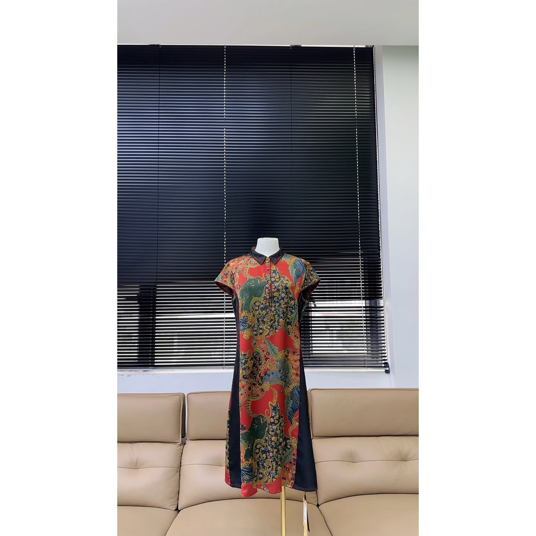 品牌原单梵帛蕊真丝连衣裙—红色—2318