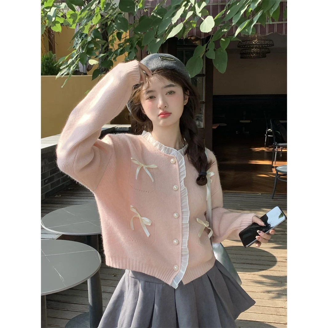 秋冬季温柔甜美小香风设计感气质复古法式小众名媛风针织开衫毛