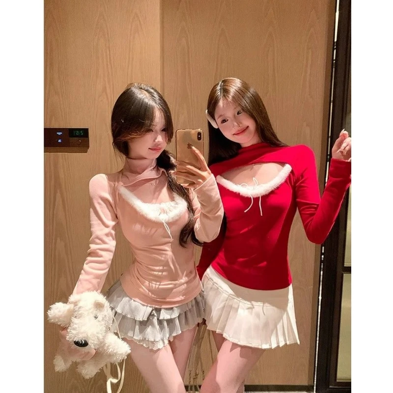 纯色简约蕾丝边半高领镂空上衣女秋冬新款修身显瘦德绒内搭打底衫