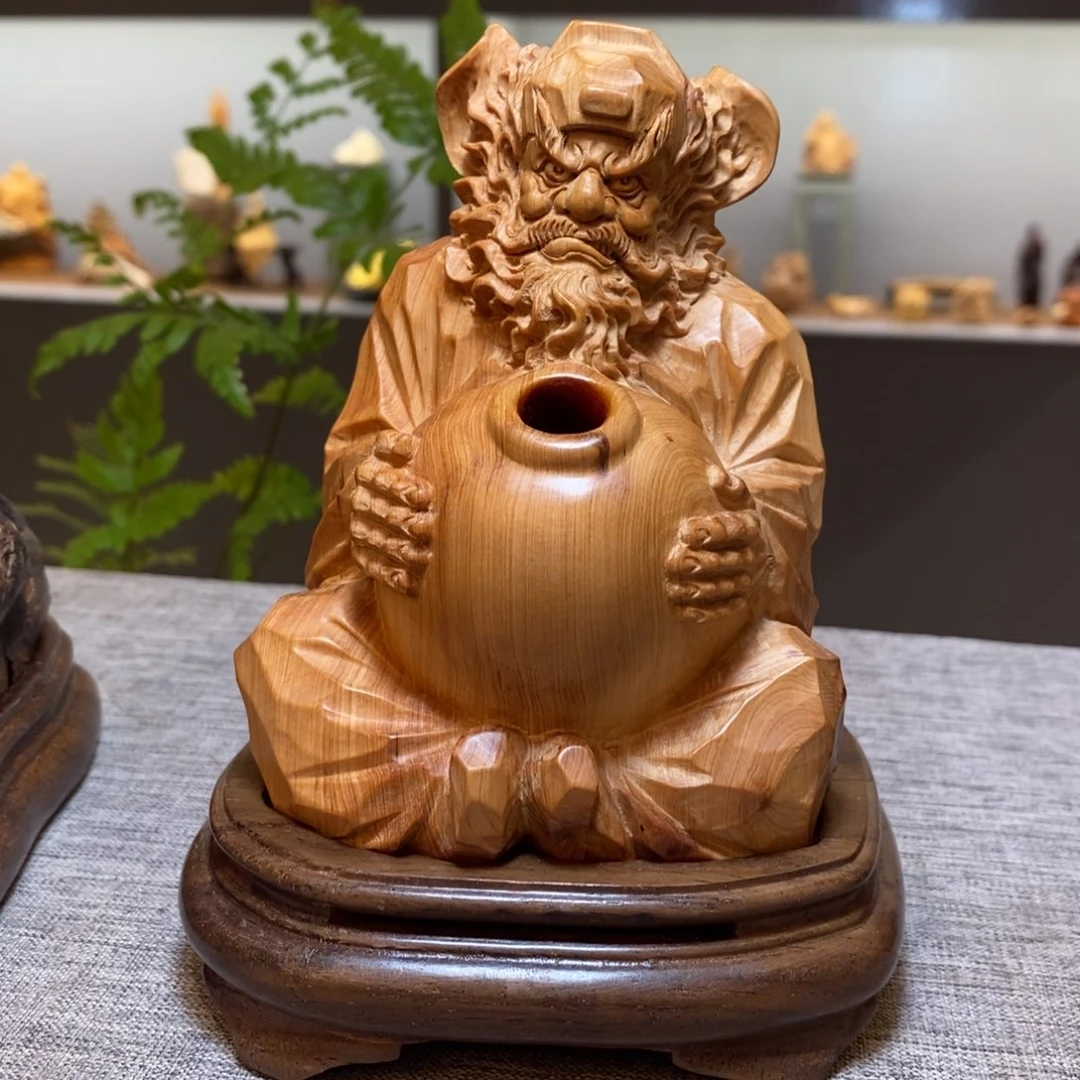 近***前柏木（崖柏）崖柏香炉摆件钟馗