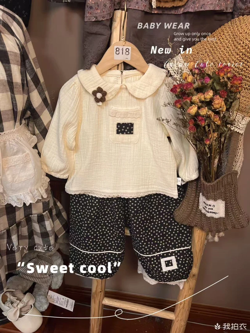 韩系欧若风秋款女童儿童蕾丝连衣裙ol自然气质独特洋气时髦女童装