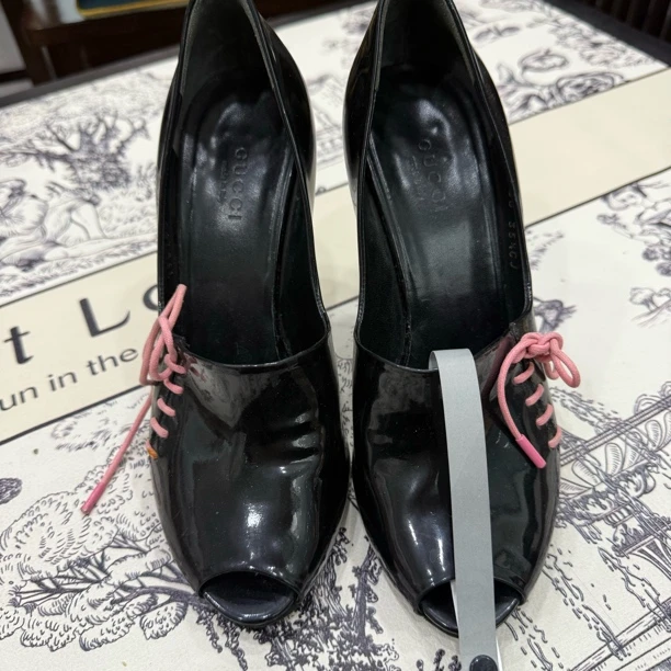 95新 GUCCI/古驰 gucci古驰鱼嘴高跟鞋 /35.5码/YSC0178