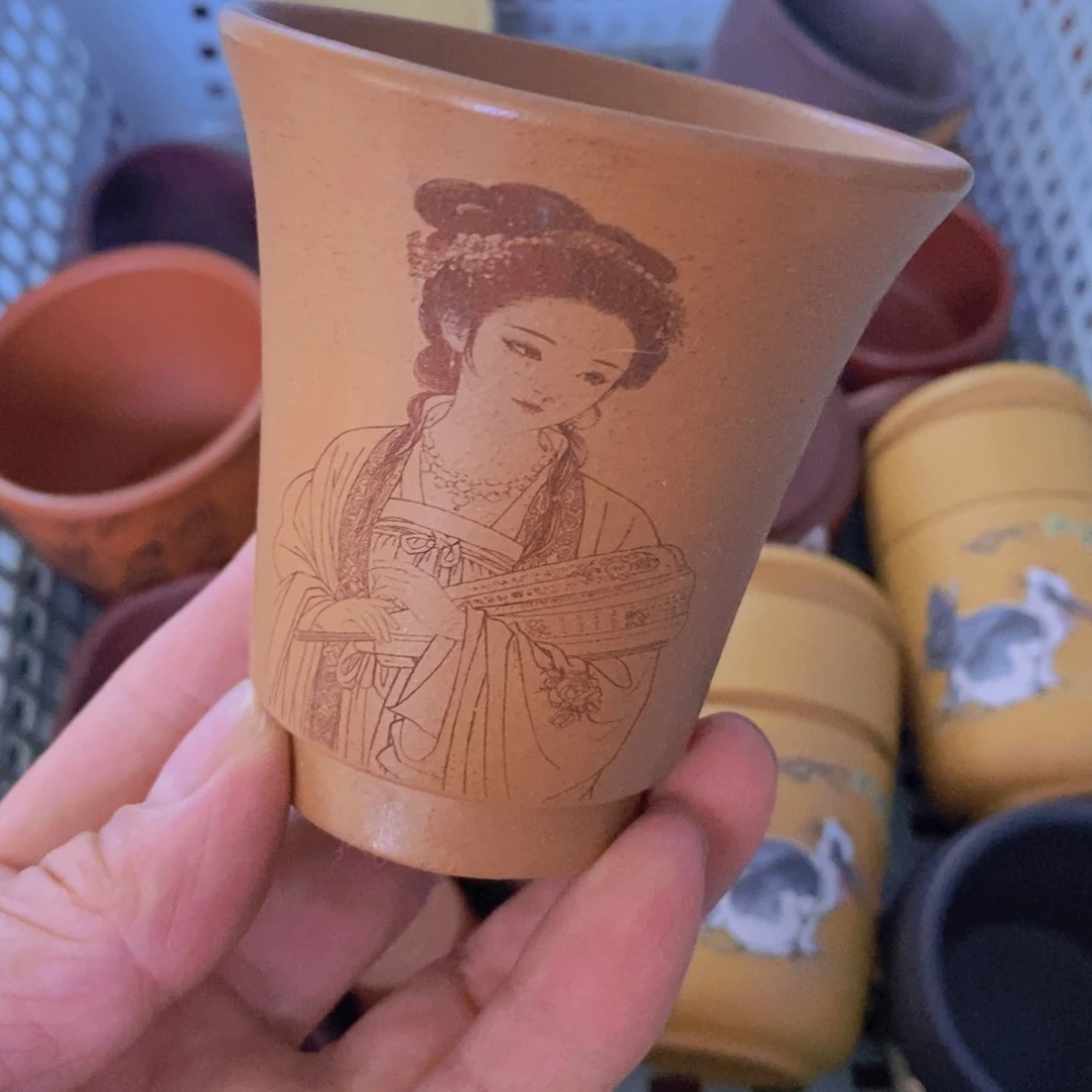 茶杯绿泥紫砂紫砂