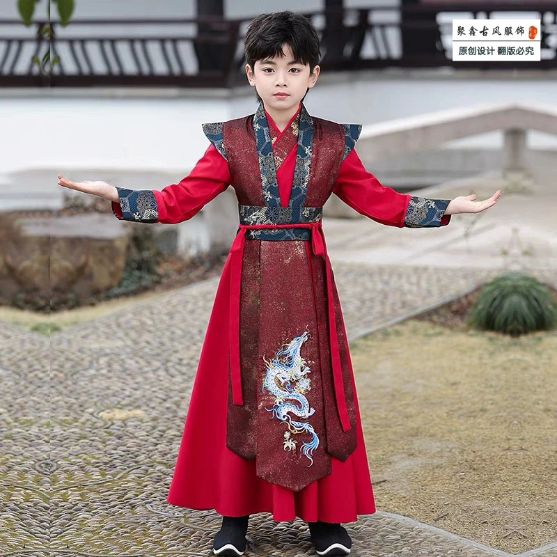 【原创辞旧】男童汉服红色锦衣卫新款儿童古装小少爷公子男宝演出服