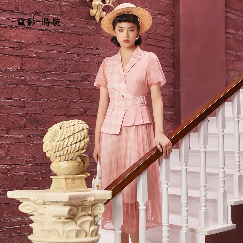 【芊芊专属】一电影一时装假两件西装裙连衣裙FCBL124631