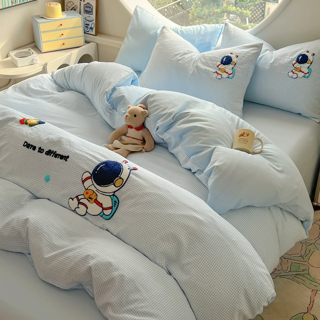 A类网红水洗棉公主风卡通四件套096太空宝贝