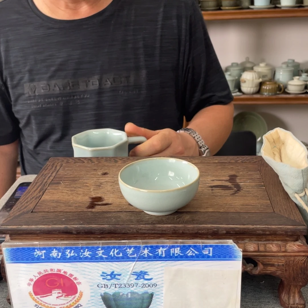瓷片天青手拉支烧小满杯