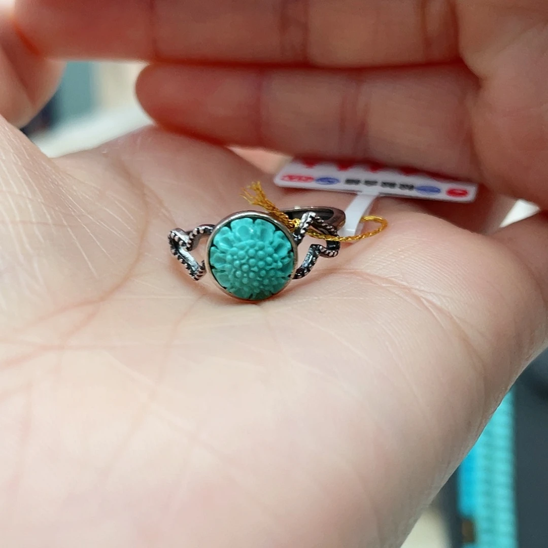绿松石戒指银S925镶嵌