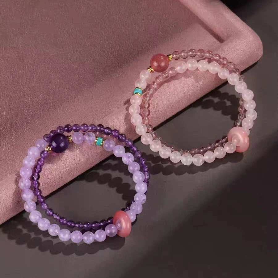 水晶多宝双圈手链女小众高级感手串轻奢时尚彩色