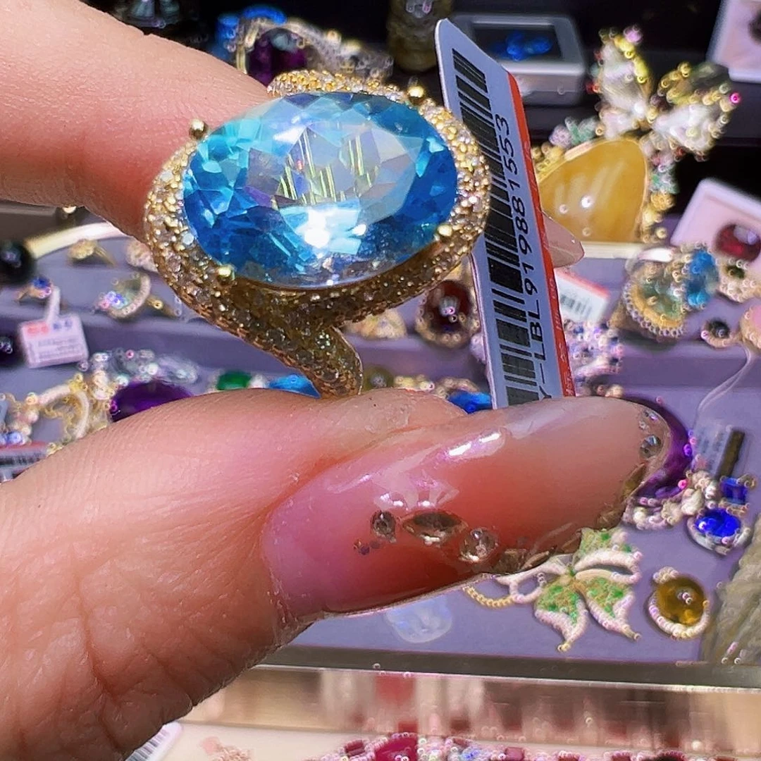 银S925镶嵌戒指托帕石