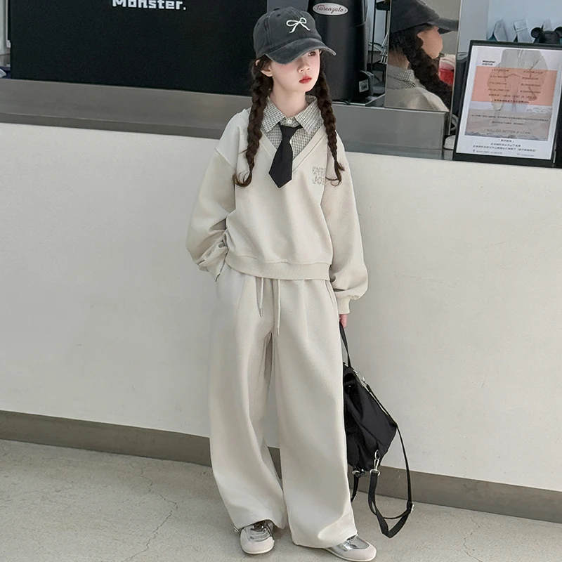 女童时尚卫衣套装2025春秋新款中大儿童6-12岁15岁春装休闲卫裤潮