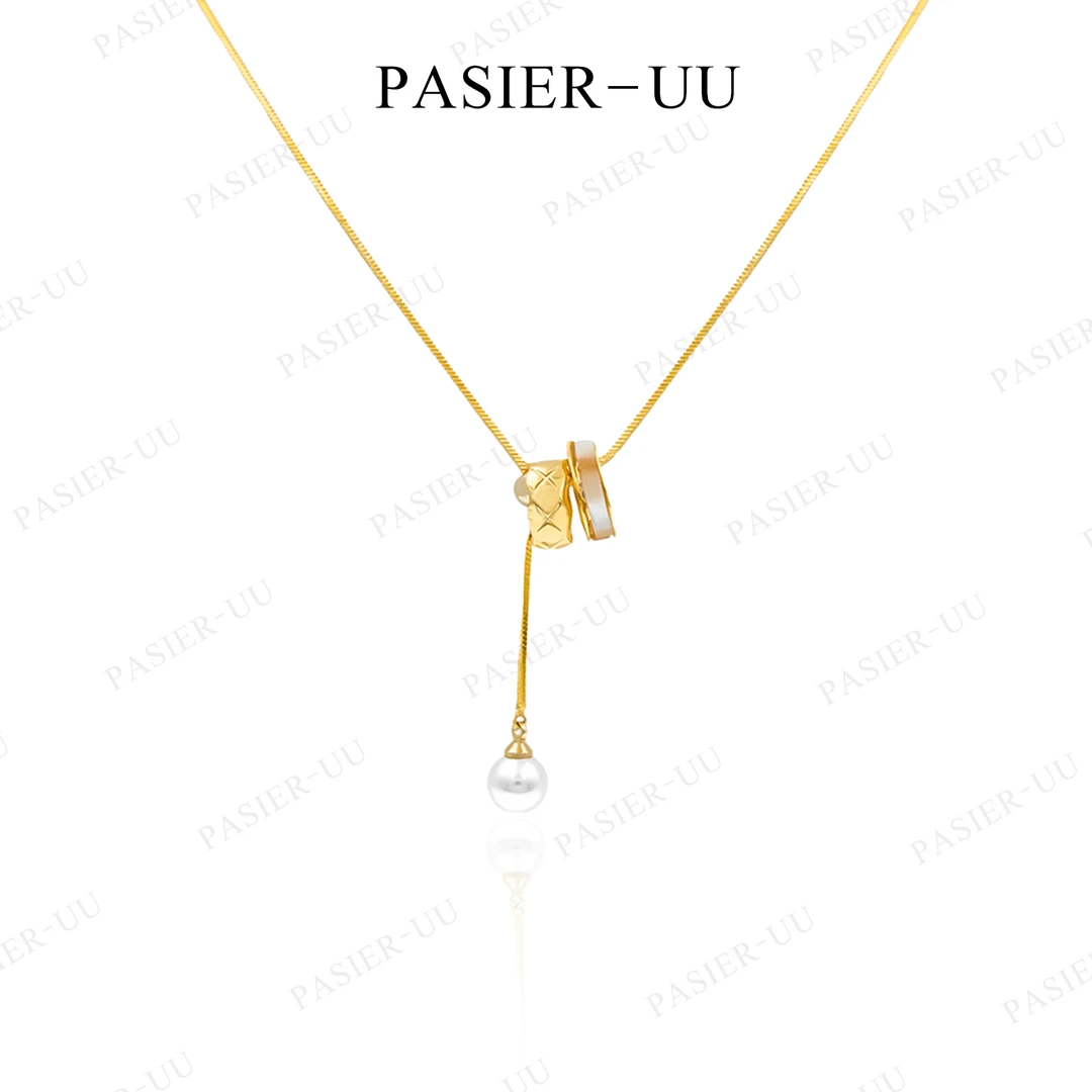 铜合金亚克力项链 铂思亚纹格 小众设计感秋冬项链DR0106项链