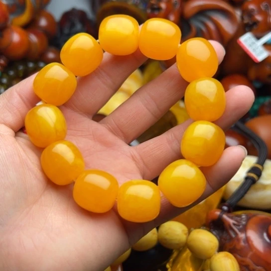 琥珀（花珀）手串未镶嵌蜜蜡