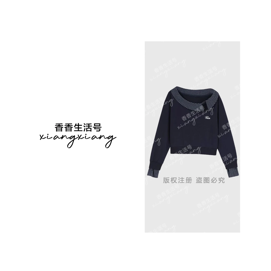 1578-1琥珀流光时尚休闲上衣2025秋新款露肩上衣