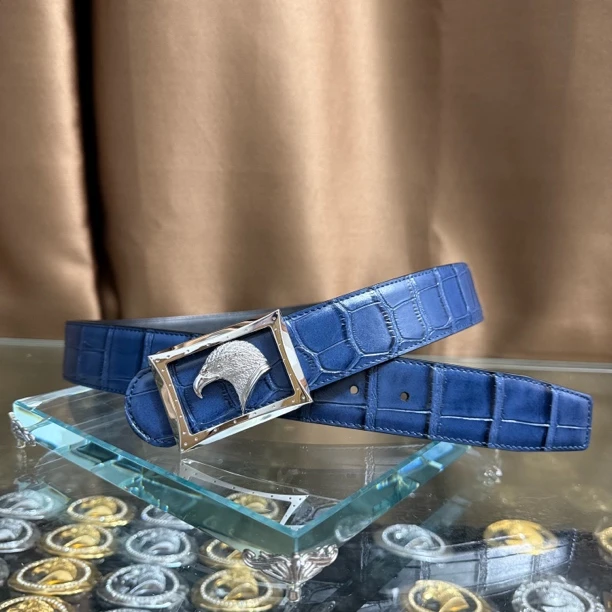 史蒂芬新款百搭男士皮带高档休闲老鹰头牛皮腰带青中老年时尚商务