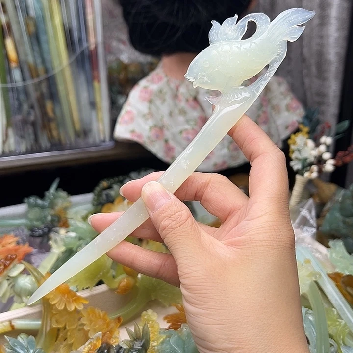 蛇纹石玉未镶嵌发簪