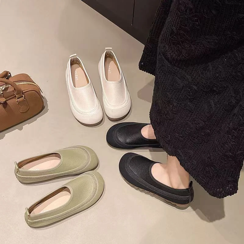 【清货现货云朵】新款女2025休闲平底防滑时尚网面磨砂皮鞋女鞋【Z】