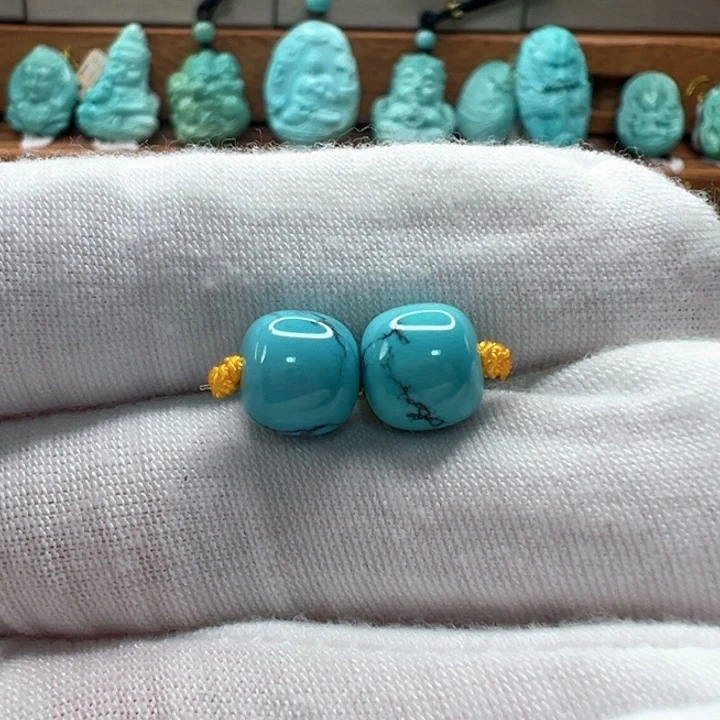 绿松石未镶嵌老型对珠8.3mm