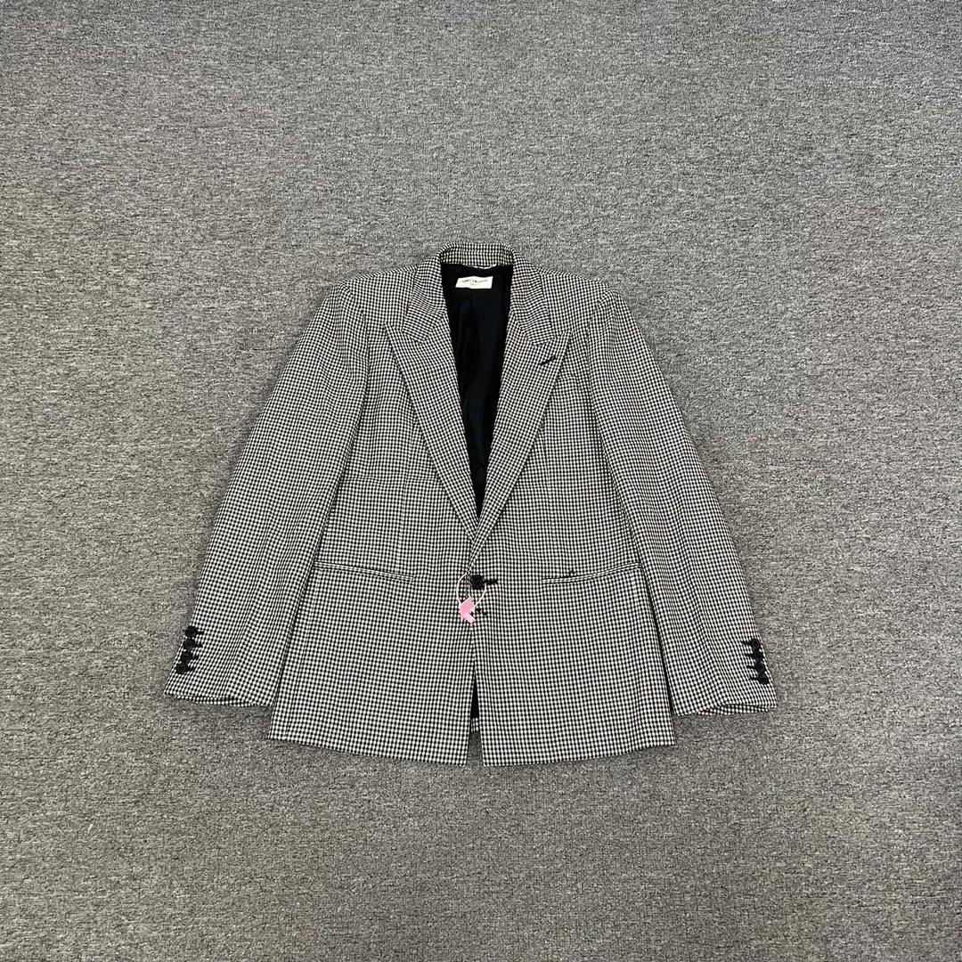 99新 YSL/圣罗兰 ysl 高定 千鸟格 西装