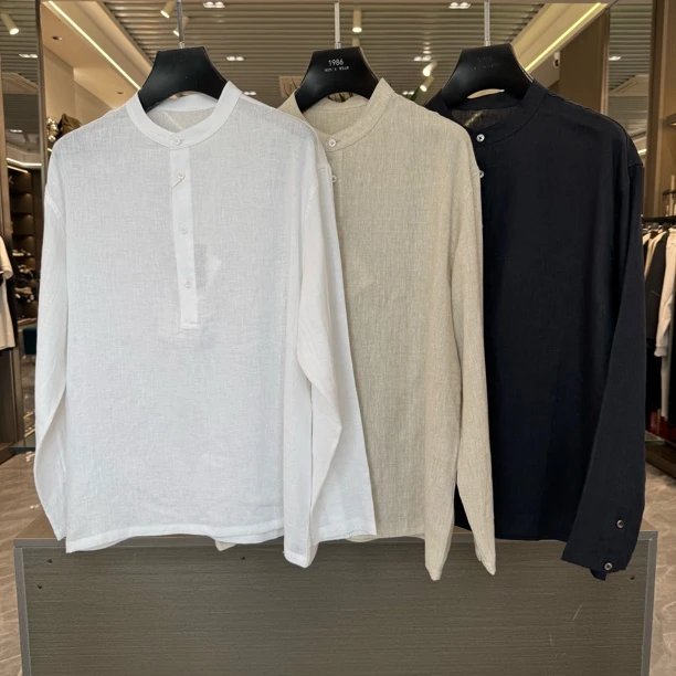 【亚麻长袖】男士亨利领长袖舒适凉快22738