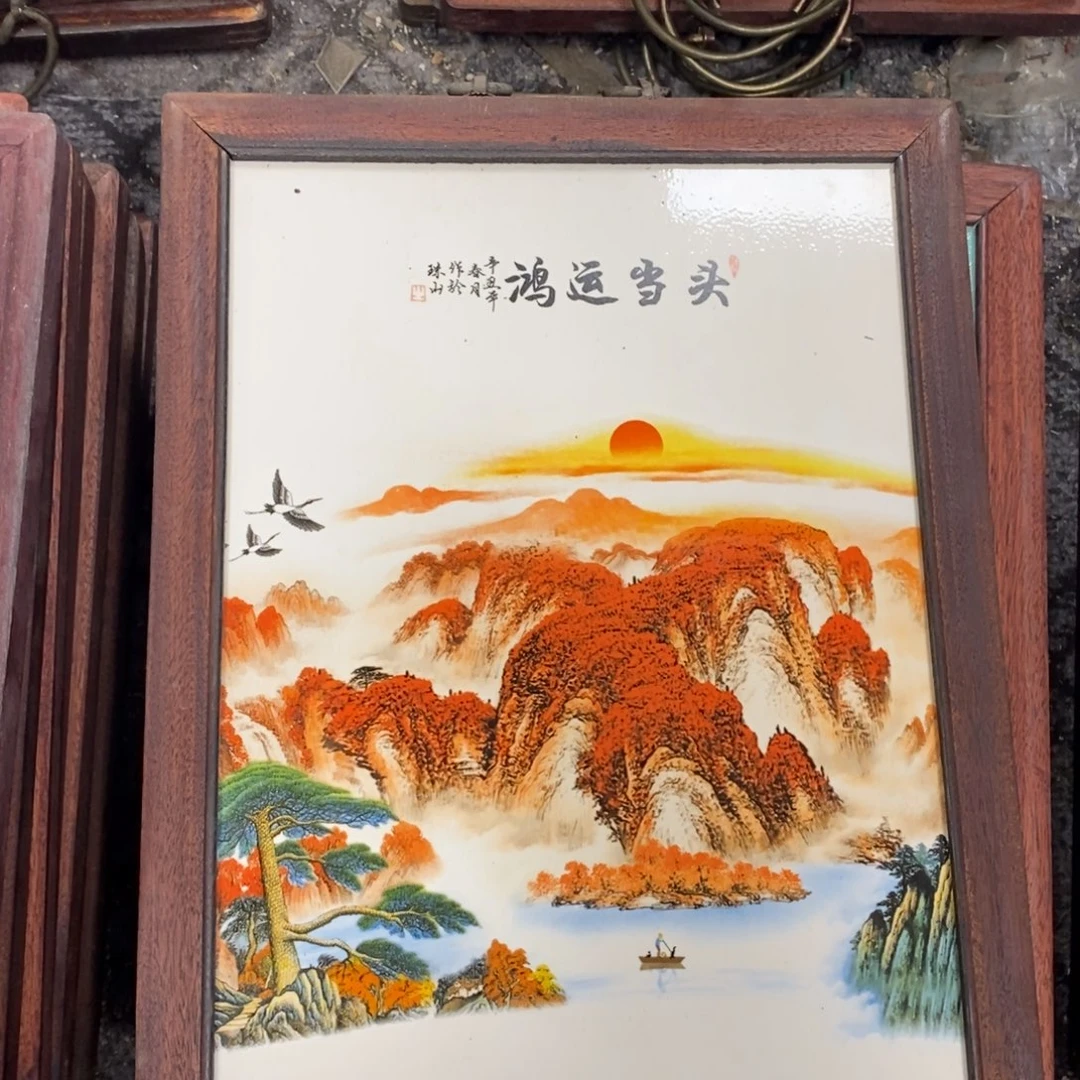 瓷37*28*1景德镇瓷板画柴窑烧制