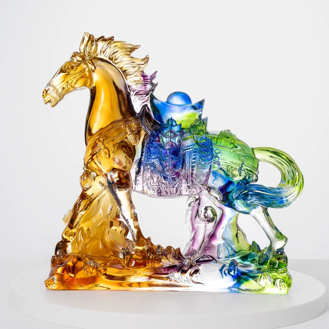 琉璃马上有财生肖马摆件中式客厅办公桌面招财装饰工艺品创意礼物